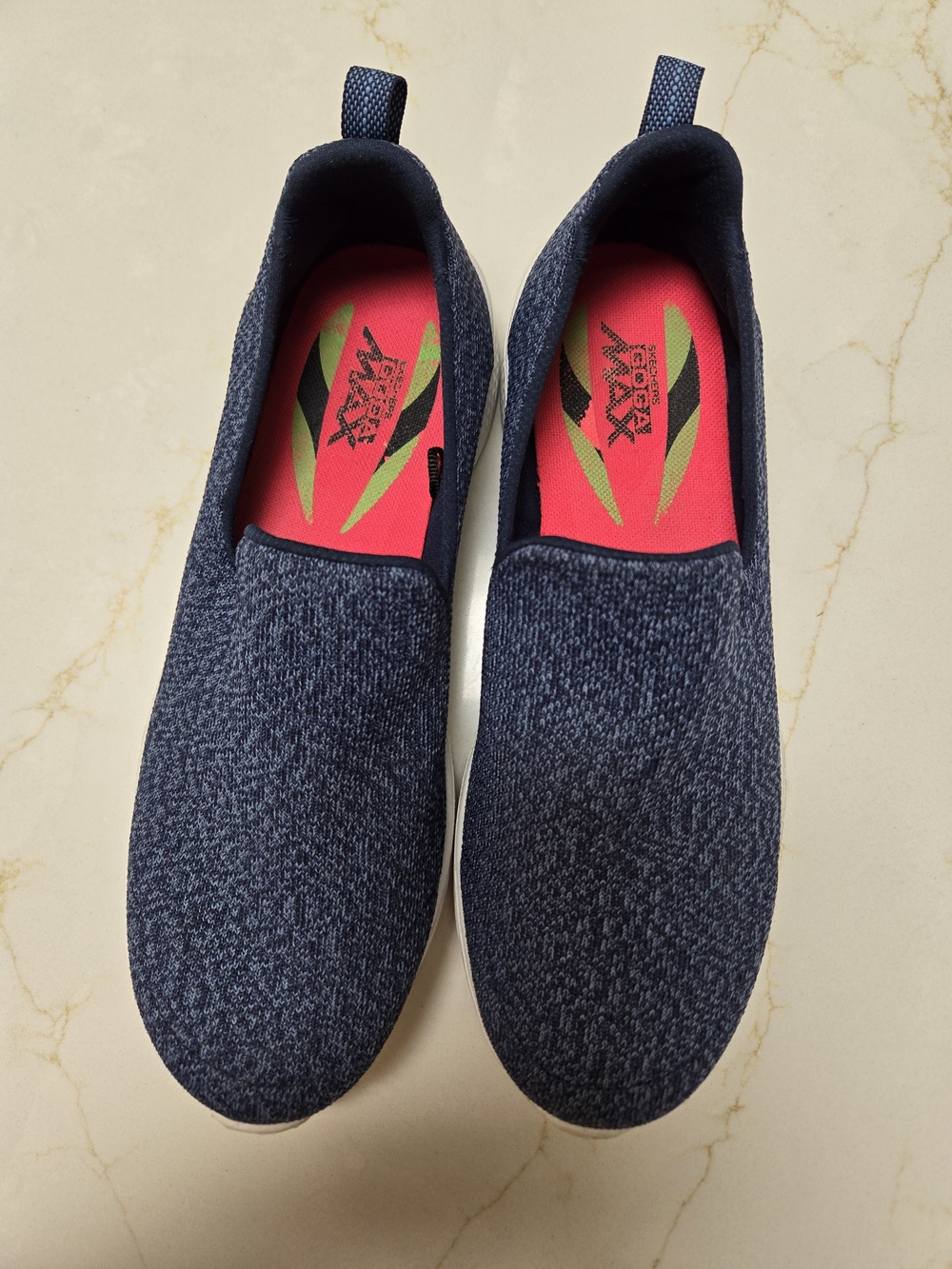 Skechers Women’s Slip-On Knit Sneakers - Navy with Pink Insole Sz 8